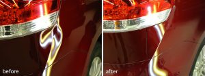 Toyota Sienna Dent Removal Right Bumper Before and after